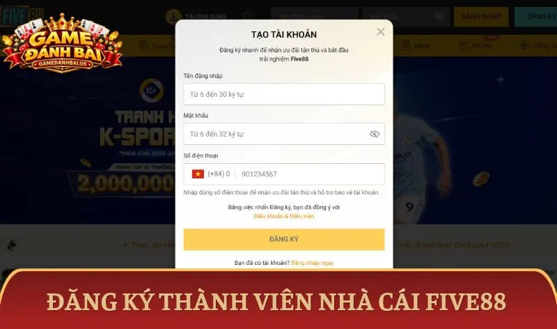4 bước đăng ký thành viên nhà cái Five88