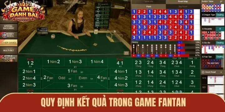 Quy định về kết quả trong game Fantan